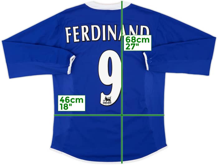 2003-04 Leicester Home L/S Shirt Ferdinand #9 - 8/10 - (M)