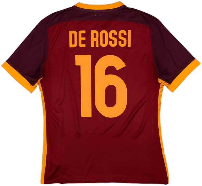 2015-16 Roma Authentic Home Shirt De Rossi #16 - 8/10 - (L)
