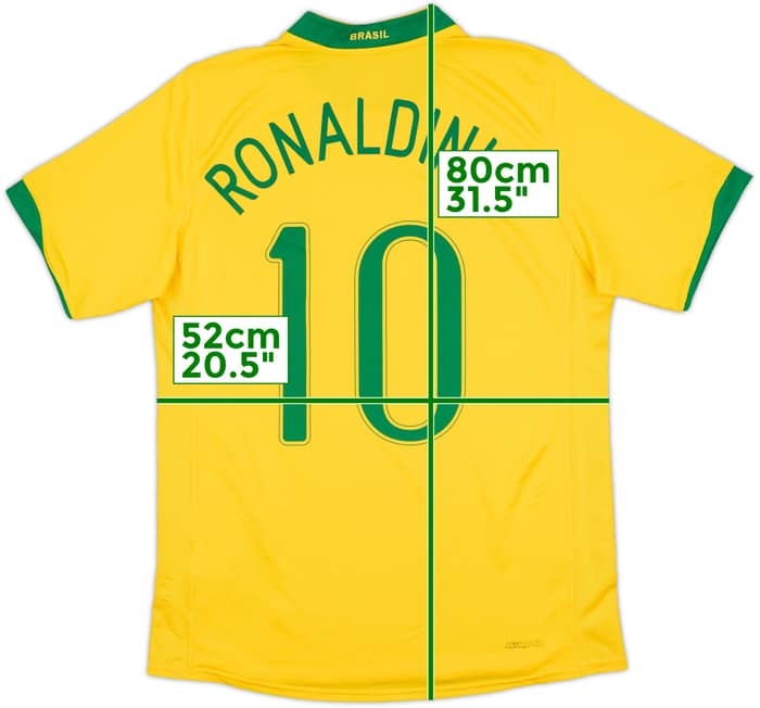 2006-08 Brazil Home Shirt Ronaldinho #10 - 8/10 - (M)