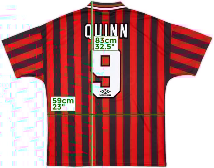 1994-96 Manchester City Away Shirt Quinn #9 - 8/10 - (XL)