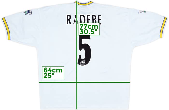 1996-98 Leeds United Home Shirt Radebe #5 - 6/10 - (XL)