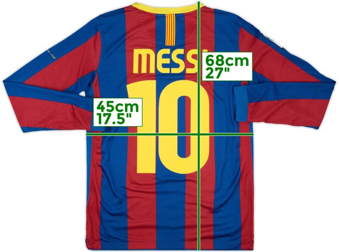 2010-11 Barcelona Home L/S Shirt Messi #10 - 7/10 - (XL.Boys)
