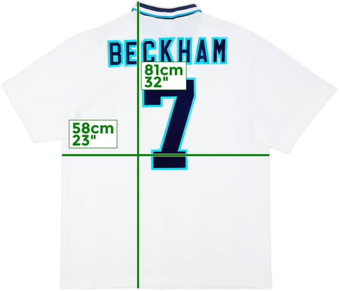 1995-97 England Home Shirt Beckham #7 - 8/10 - (XL)