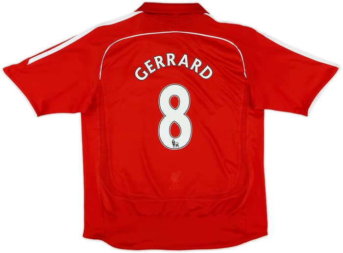 2006-08 Liverpool Home Shirt Gerrard #8 - 9/10 - (M.Boys)