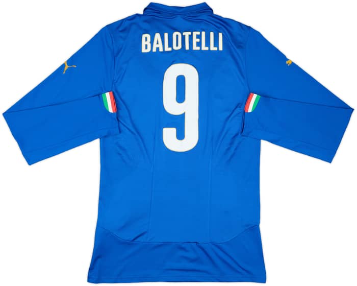 2014-15 Italy Player Issue Home L/S Shirt Balotelli #9 - 5/10 - (3XL)