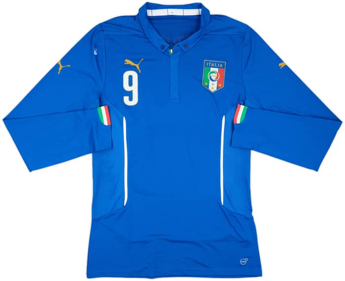 2014-15 Italy Player Issue Home L/S Shirt Balotelli #9 - 5/10 - (3XL)