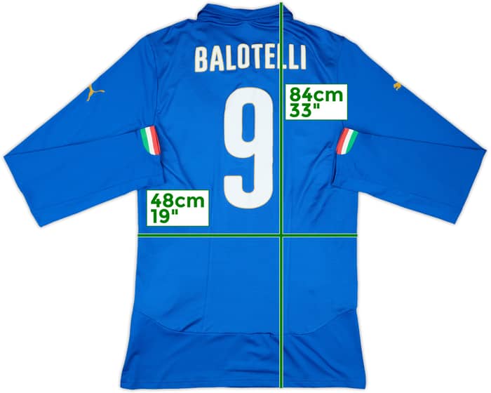 2014-15 Italy Player Issue Home L/S Shirt Balotelli #9 - 5/10 - (3XL)