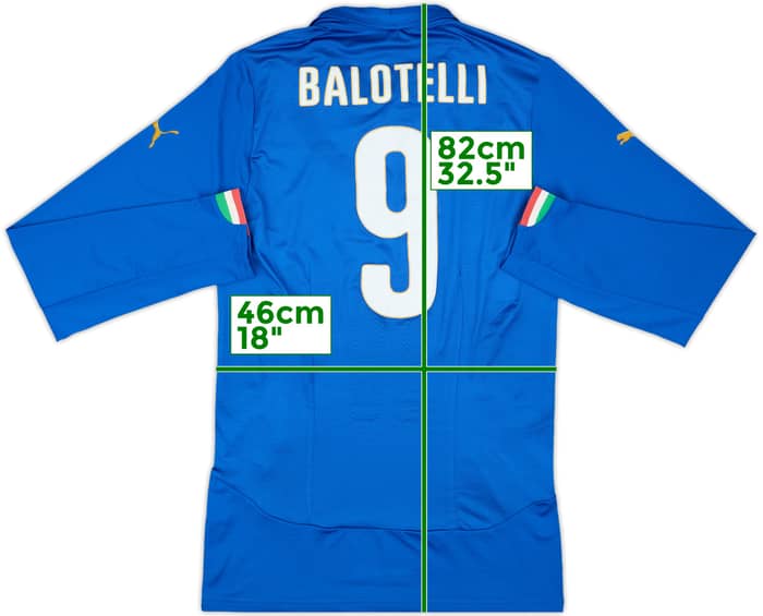 2014-15 Italy Player Issue Home L/S Shirt Balotelli #9 - 8/10 - (XXL)