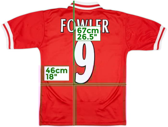 1996-98 Liverpool Home Shirt Fowler #9 - 9/10 - (Y)