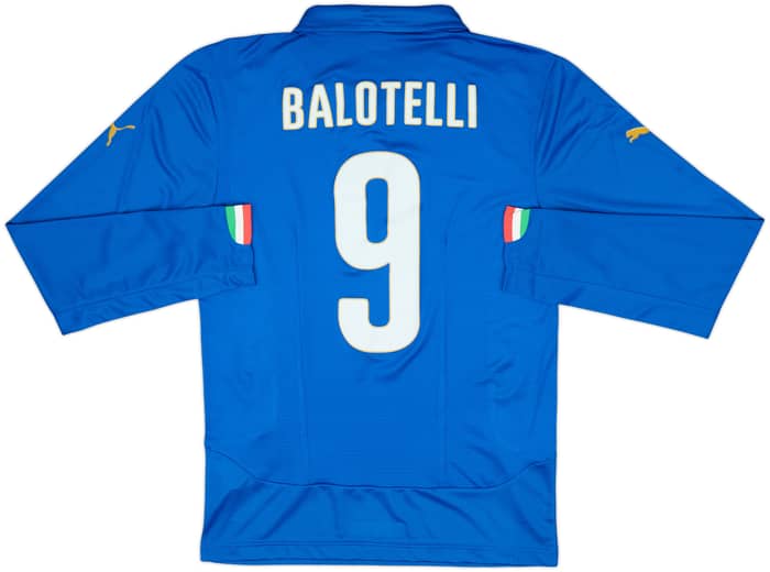 2014-15 Italy Authentic Home L/S Shirt Balotelli #9 (M)