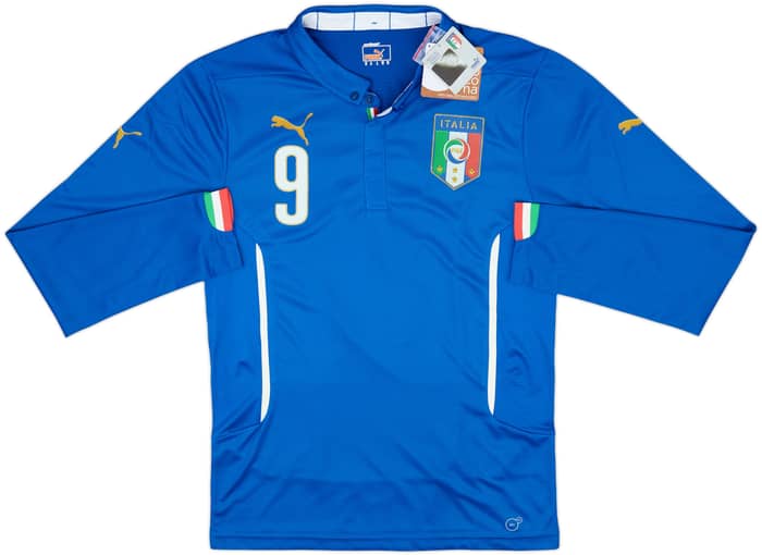 2014-15 Italy Authentic Home L/S Shirt Balotelli #9 (M)
