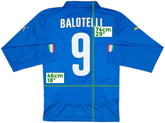 2014-15 Italy Authentic Home L/S Shirt Balotelli #9 (M)