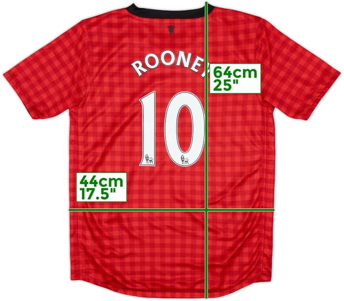 2012-13 Manchester United Home Shirt Rooney #10 - 8/10 - (L.Boys)