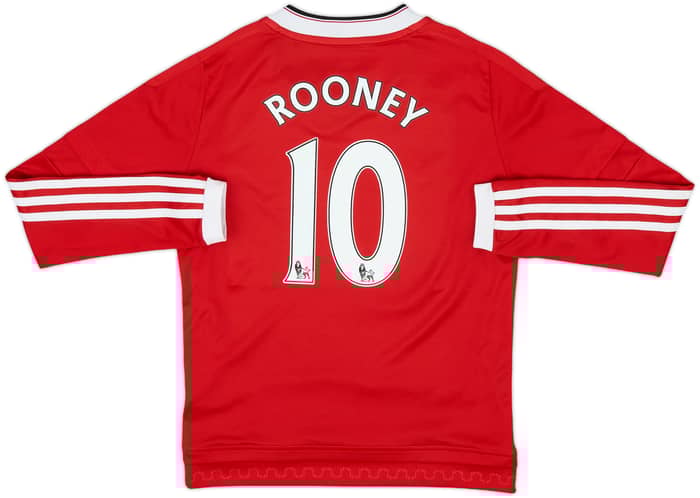 2015-16 Manchester United Home L/S Shirt Rooney #10 - 8/10 - (S.Boys)