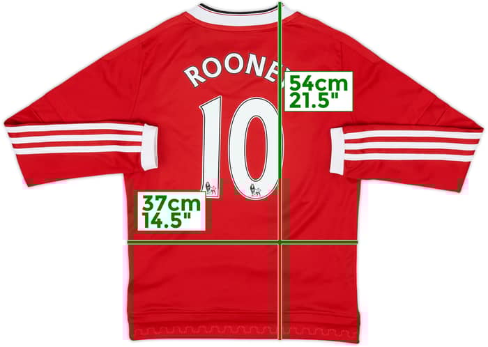 2015-16 Manchester United Home L/S Shirt Rooney #10 - 8/10 - (S.Boys)