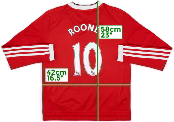 2015-16 Manchester United Home L/S Shirt Rooney #10 - 8/10 - (M.Boys)