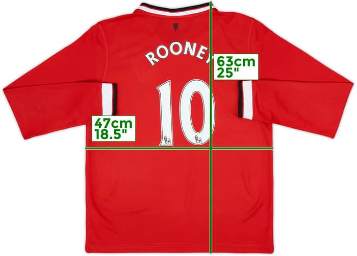 2014-15 Manchester United Home L/S Shirt Rooney #10 - 8/10 - (L.Boys)