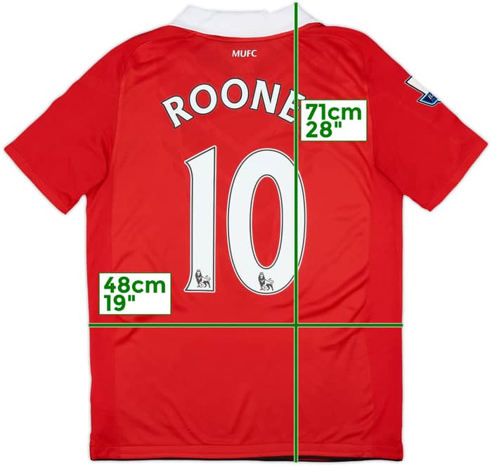 2010-11 Manchester United Home Shirt Rooney #10 - 9/10 - (XL.Boys)