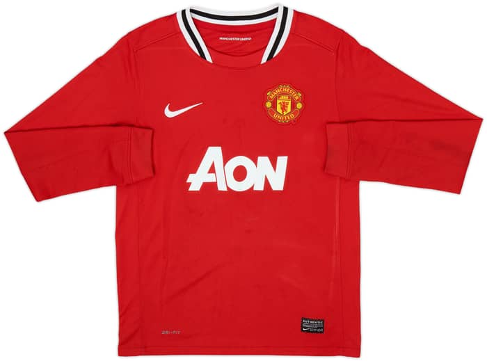 2011-12 Manchester United Home L/S Shirt Rooney #10 - 7/10 - (M.Boys)