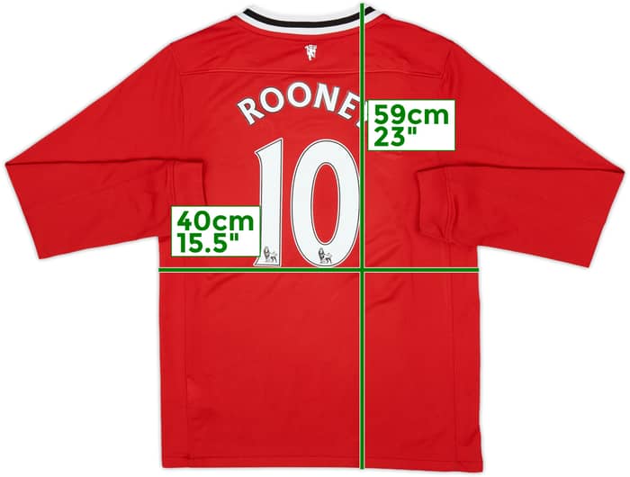 2011-12 Manchester United Home L/S Shirt Rooney #10 - 7/10 - (M.Boys)