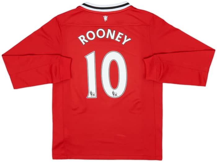 2011-12 Manchester United Home L/S Shirt Rooney #10 - 9/10 - (S.Boys)