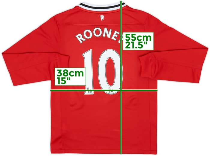 2011-12 Manchester United Home L/S Shirt Rooney #10 - 9/10 - (S.Boys)