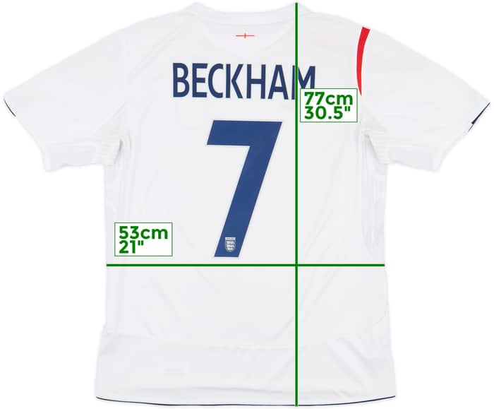 2005-07 England Home Shirt Beckham #7 - 6/10 - (L)