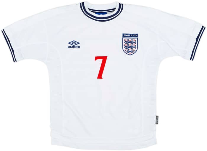 1999-01 England Home Shirt Beckham #7 - 8/10 - (Y)
