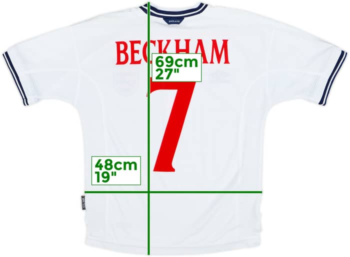 1999-01 England Home Shirt Beckham #7 - 8/10 - (Y)