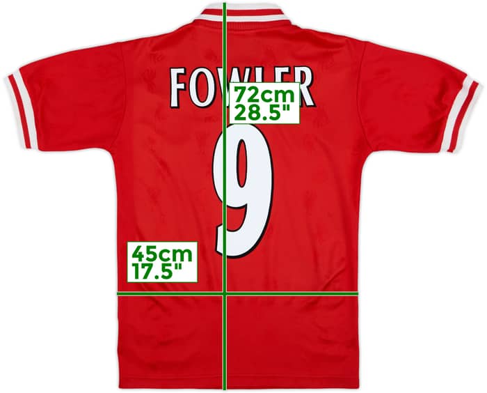 1996-98 Liverpool Home Shirt Fowler #9 - 8/10 - (Y)