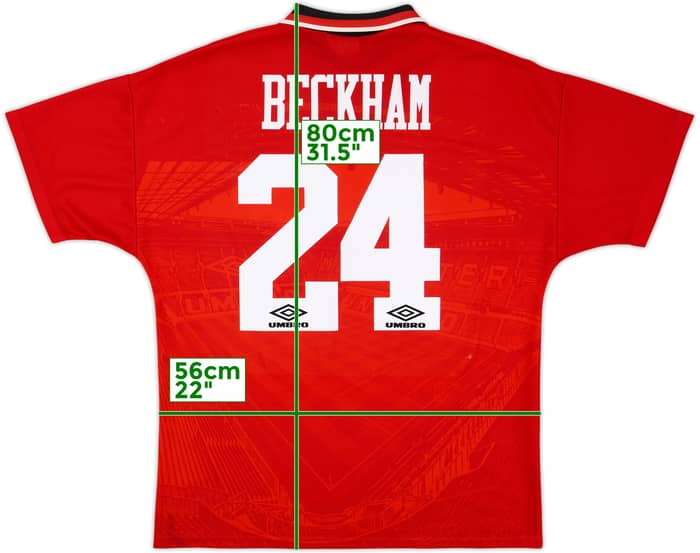 1994-96 Manchester United Home Shirt Beckham #24 - 8/10 - (L)