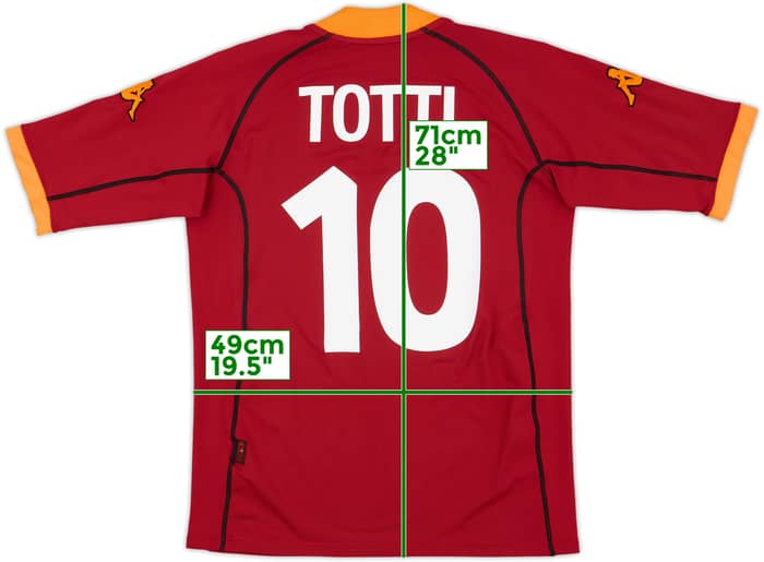 2001-02 Roma Home Shirt Totti #10 - 8/10 - (S)
