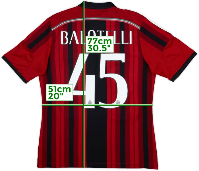 2014-15 AC Milan Home Shirt Balotelli #45 - 8/10 - (L)