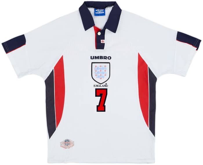 1997-99 England Home Shirt Beckham #7 - 6/10 - (L)