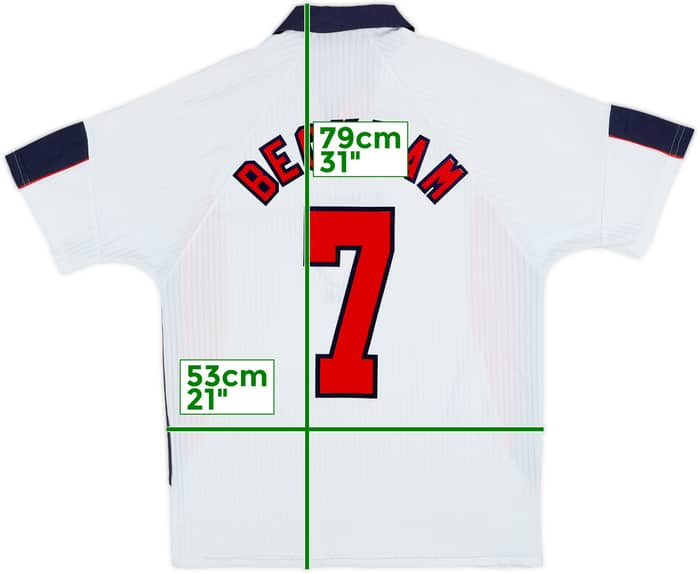 1997-99 England Home Shirt Beckham #7 - 6/10 - (L)