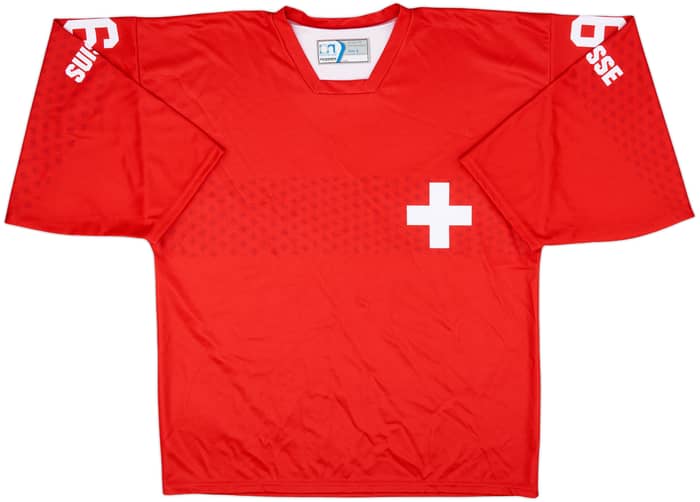 2014 Switzerland National Hockey Team Brunner #96 Ochsner Home Jersey - 9/10 - (L)