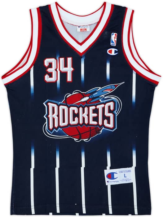 1995-01 Houston Rockets Olajuwon #34 Champion Away Jersey - 8/10 - (L.Boys)