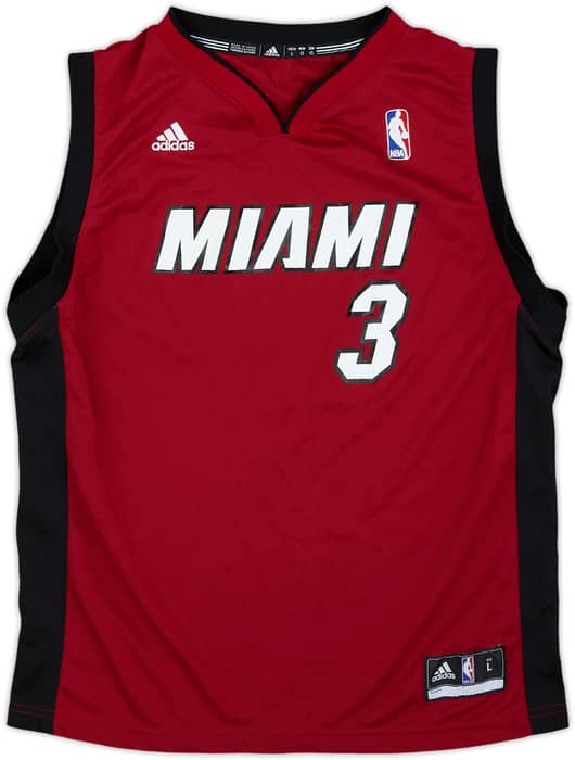 2010-14 Miami Heat Wade #3 adidas Alternate Jersey - 9/10 - (L.Boys)