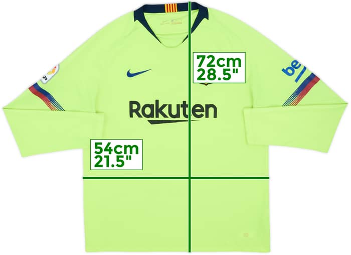 2018-19 Barcelona Away L/S Shirt - 5/10 - (L)