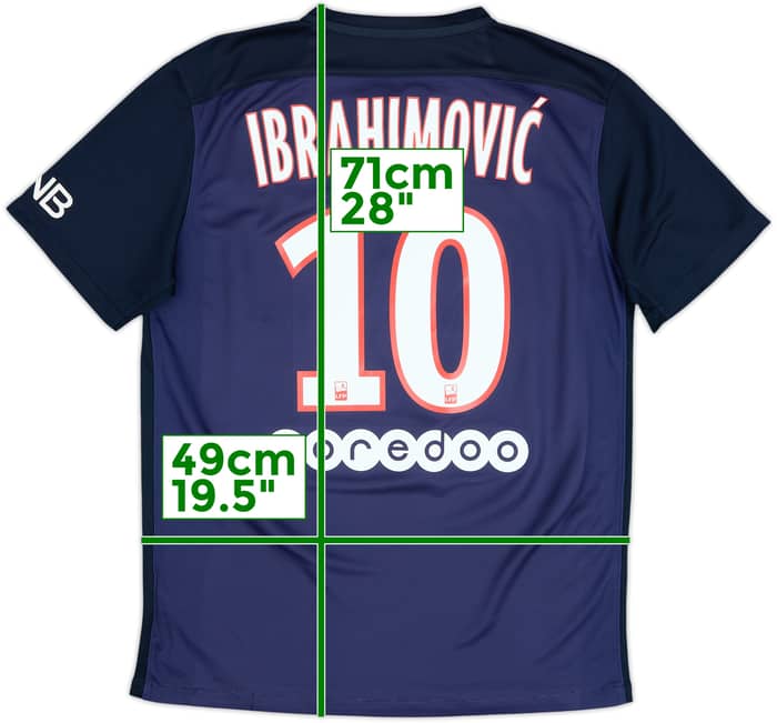 2015-16 Paris Saint-Germain Home Shirt Ibrahimovic #10 - 5/10 - (M)