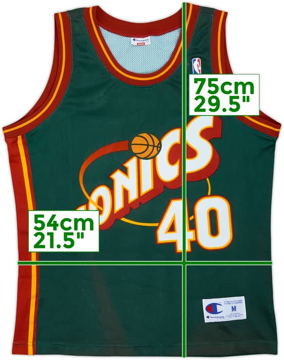 1995-97 Seattle Supersonics Kemp #40 Champion Away Jersey - 9/10 - (M)