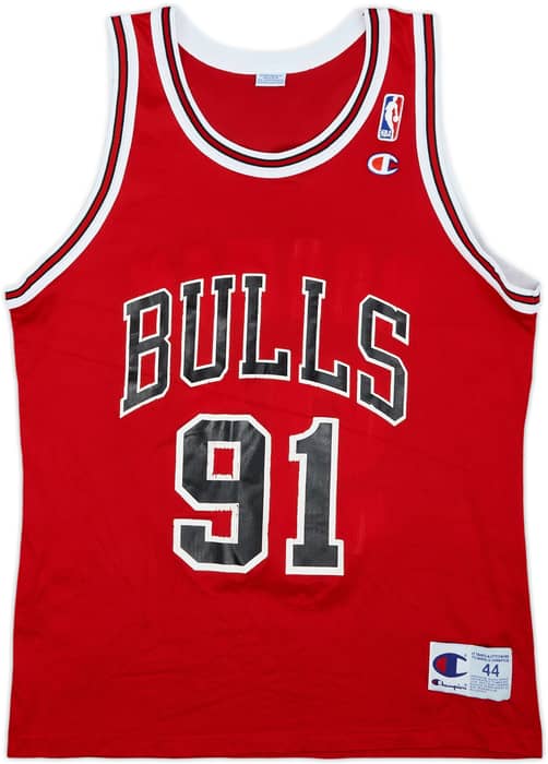 1995-98 Chicago Bulls Rodman #91 Champion Away Jersey - 8/10 - (L)
