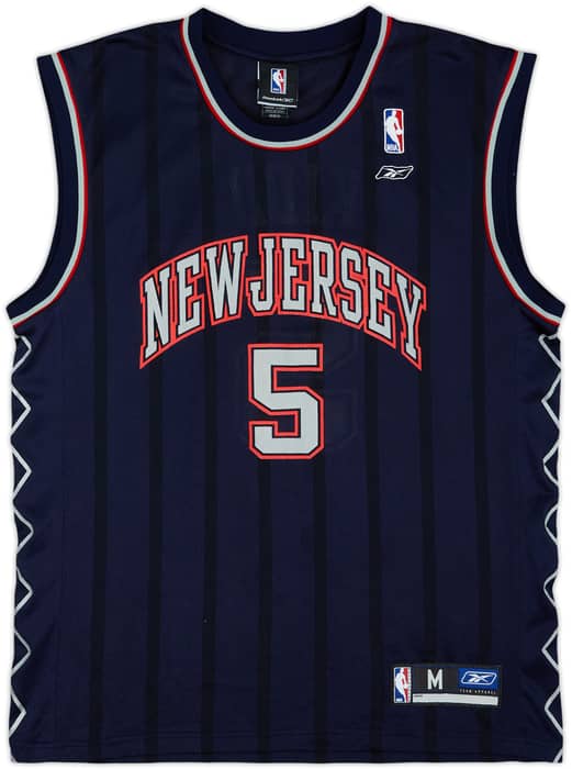 2002-06 New Jersey Nets Kidd #5 Reebok Away Jersey - 9/10 - (M)