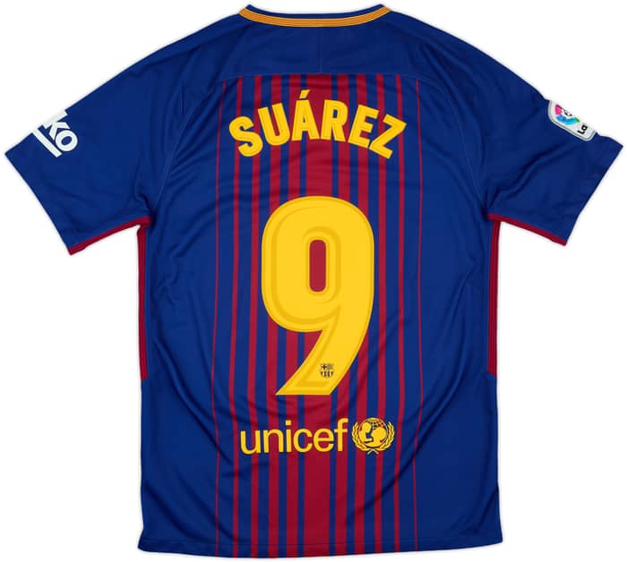 2017-18 Barcelona Home Shirt Suarez #9 - 8/10 - (S)