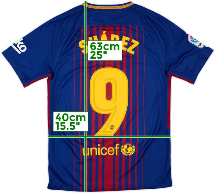 2017-18 Barcelona Home Shirt Suarez #9 - 8/10 - (S)