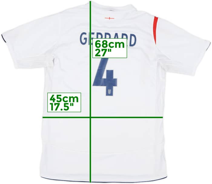 2005-07 England Home Shirt Gerrard #4 - 8/10 - (XL.Boys)
