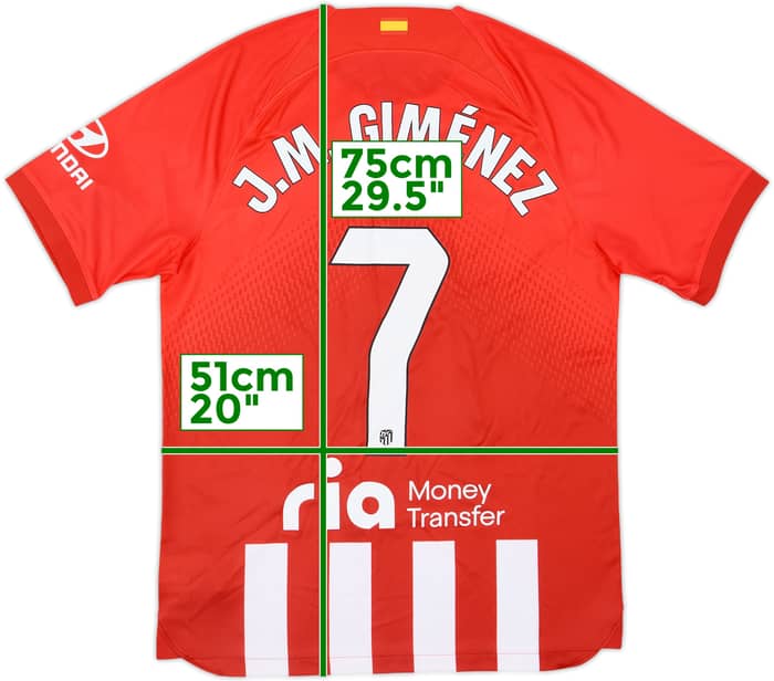 2023-24 Atletico Madrid Home Shirt J.M. Gimenez #7 (M)