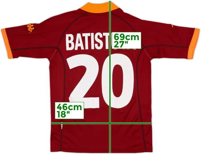 2001-02 Roma Home Shirt Batistuta #20 - 5/10