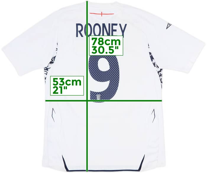 2007-09 England Home Shirt Rooney #9 - 6/10 - (L)