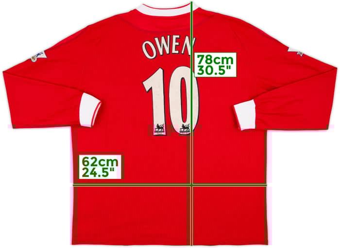 2002-04 Liverpool Home L/S Shirt Owen #10 - 8/10 - (XL)